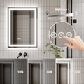 Led Bathroom Mirror, 24X32 Inch Bathroom Vanity Mirrors With Lights, Mirrors For Wall With Smart Touch Button, Anti Fog, Memory Function, Stepless Dimmable Makeup Mirror Horizontal Vertical White Aluminium