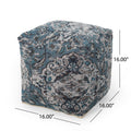 Anita Square Pouf, Blue Blue Fabric