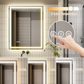Led Bathroom Mirror, 32X40 Inch Bathroom Vanity Mirrors With Lights, Mirrors For Wall With Smart Touch Button, Anti Fog, Memory Function, Stepless Dimmable Makeup Mirror Horizontal Vertical White Aluminium