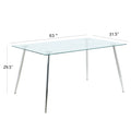 Modern Simple Rectangular Glass Dining Table, Solid Tempered Glass Tabletop, Electroplated Table Legs, Gray Pu Dining Chair Set, Suitable For Restaurant Kitchen Use Set Of 7 Upholstered Chair Glass Gray Pu Seats 6 Metal Rectangular Dining Table With