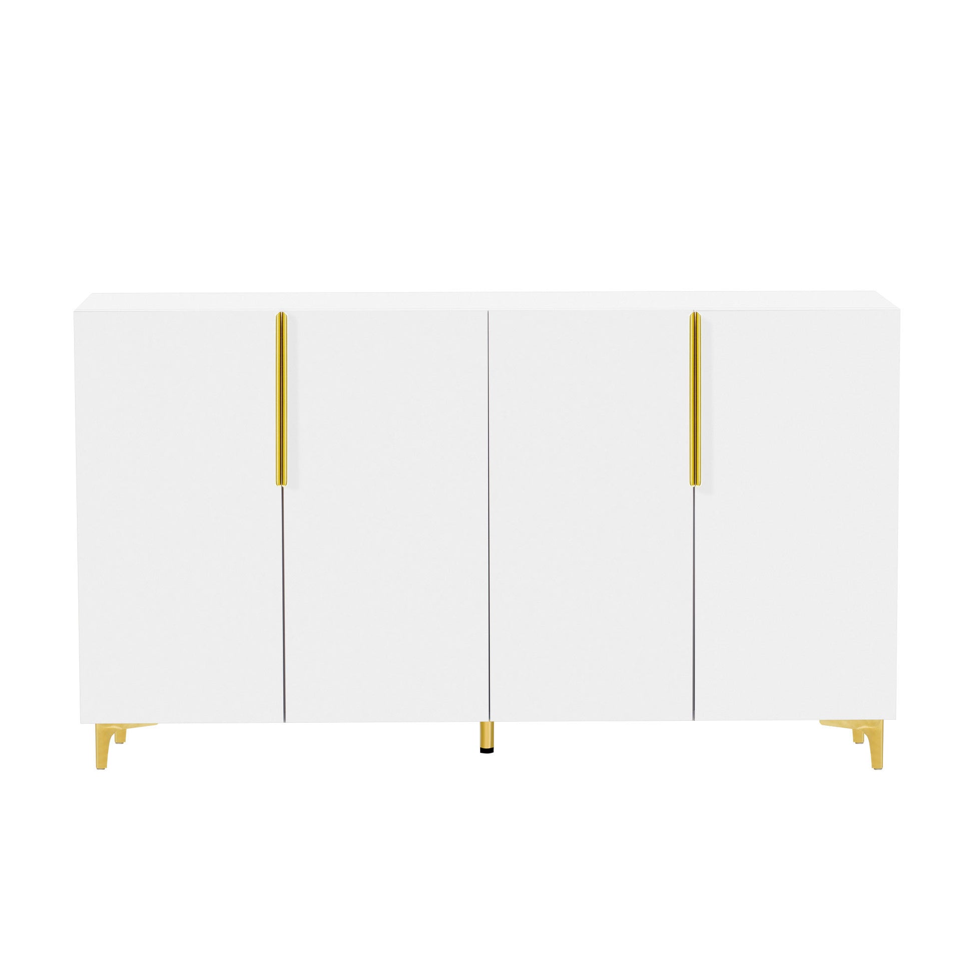 Glossy Finish Light Luxury Storage Cabinet, Adjustable, Suitable For Living Room, Study, Hallway. White Mdf