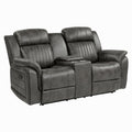 Classic Brownish Gray 1Pc Double Reclining Loveseat With Storage Console Cupholder Plush Comfort Pillow Top Arms Vertical Tufting Solid Wood Transitional Living Room Furniture Gray Microfiber Wood Primary Living Space Classic,Transitional Pillow Top Arms