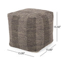 Barracuda Handcrafted Cotton Pouf, Brown And Beige Brown Fabric