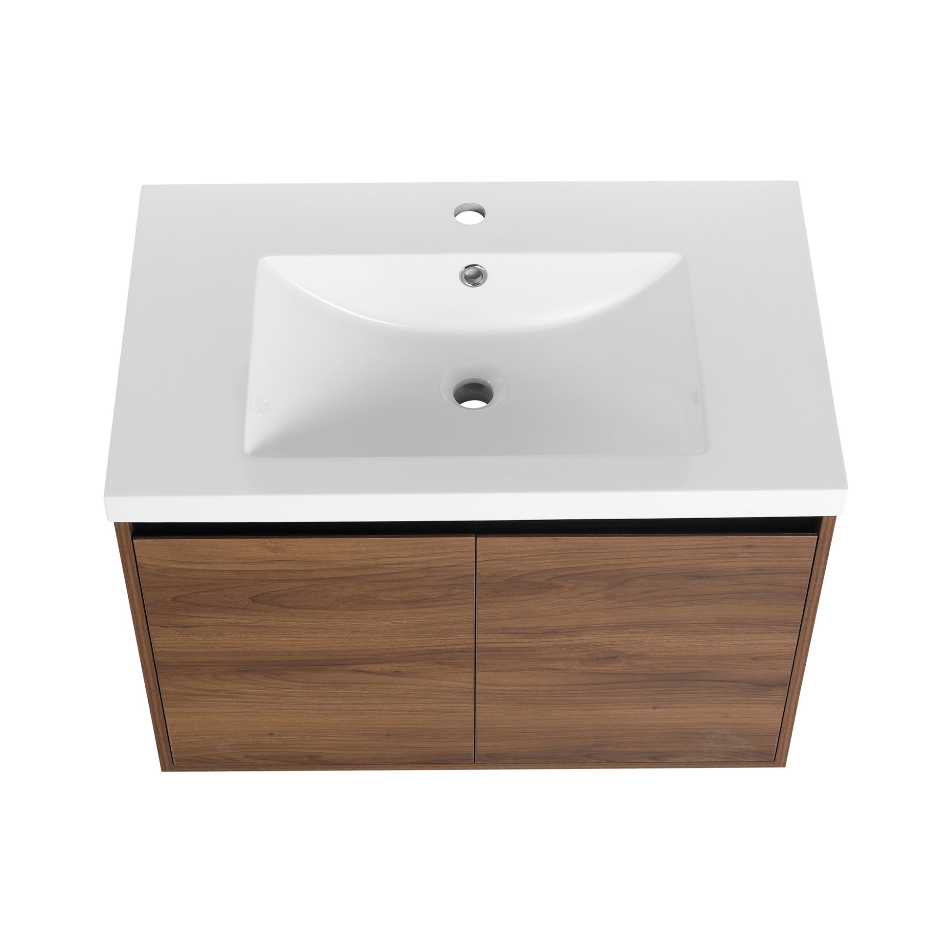 Brown 30 Inch Bathroom Vanity With Resin Countertop Sink, 2 Doors Bathroom Cabinet Set Brown Bathroom American Design Engineered Wood