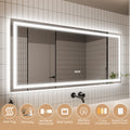 Led Bathroom Mirror, 28X60 Inch Bathroom Vanity Mirrors With Lights, Mirrors For Wall With Smart Touch Button, Anti Fog, Memory Function, Stepless Dimmable Makeup Mirror Horizontal Vertical White Aluminium