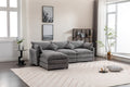 Modular Sectional Sofa, 3 Seater Sofa With Ottoman, Modern L Shaped Sofa For Living Room Bedroom Apartment Grey Wood Fabric