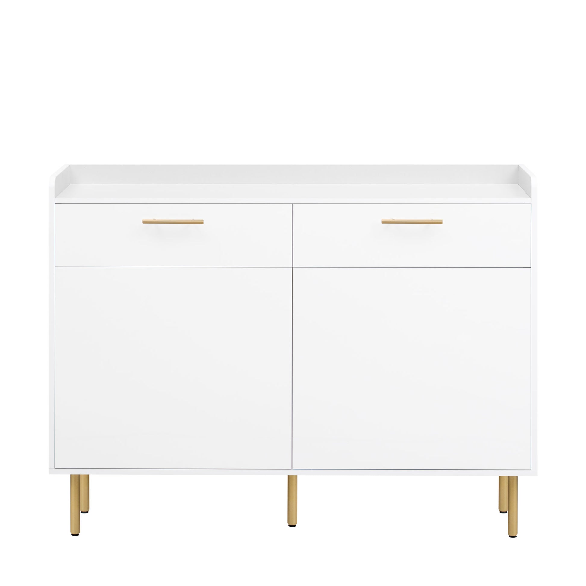 Wooden Storage Cabinet With Drawers, Steel Pipe Table Legs, Suitable For Hallway, Study, Living Room. White Mdf