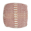 Morro Bay Handcrafted Water Resistant Pouf, Orange And Red Multi Red Waterproof Fabric