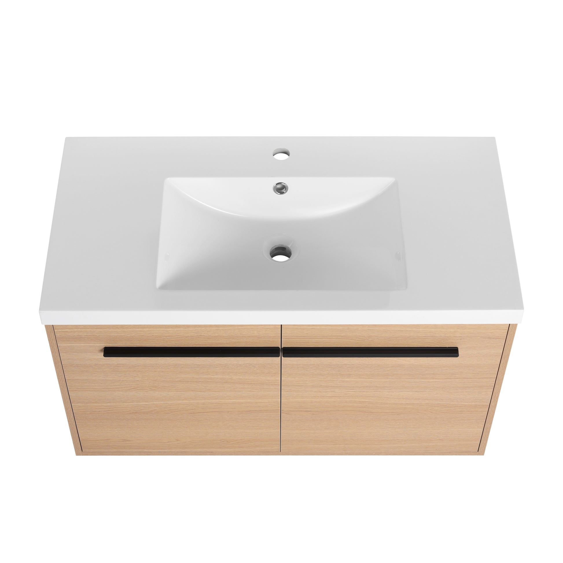 Oak 36 Inch Bathroom Vanity With Resin Countertop Sink, 2 Doors Bathroom Cabinet Set Oak Bathroom American Design Engineered Wood