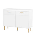 Wooden Storage Cabinet With Drawers, Steel Pipe Table Legs, Suitable For Hallway, Study, Living Room. White Mdf