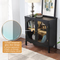 Storage Cabinet,Sideboard Buffet Cabinet,Display Cabinet With 2 Tempered Glass Doors, Adjustable Shelves, For Home Office, Living Room, Bedroom,Black Black Acacia Wood