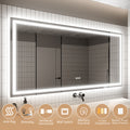 Led Bathroom Mirror, 36X72 Inch Bathroom Vanity Mirrors With Lights, Mirrors For Wall With Smart Touch Button, Anti Fog, Memory Function, Stepless Dimmable Makeup Mirror Horizontal Vertical White Aluminium