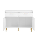 Wooden Storage Cabinet With Drawers, Steel Pipe Table Legs, Suitable For Hallway, Study, Living Room. White Mdf