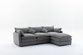 Modular Sectional Sofa, 3 Seater Sofa With Ottoman, Modern L Shaped Sofa For Living Room Bedroom Apartment Grey Wood Fabric