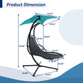 Hanging Chaise Lounger With Removable Canopy, Outdoor Swing Chair With Built In Pillow, Hanging Curved Chaise Lounge Chair Swing For Patio Porch Poolside, Hammock Chair With Stand Blue Blue Metal