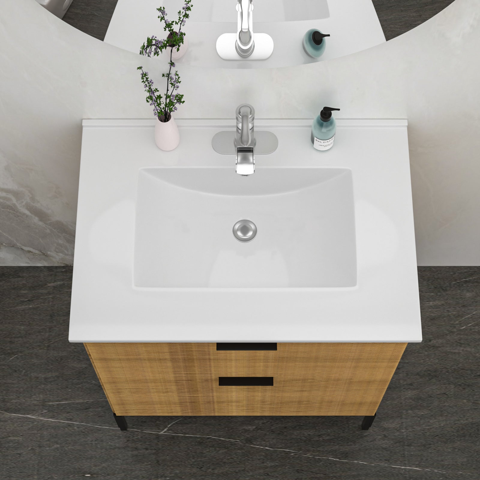 30.2"X18.5" White Rectangular Single Vanity Top With 1 Faucet Hole And Overflow Sink Only White Ceramic