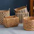 Round Water Hyacinth Seagrass Woven Basket With Handles 15