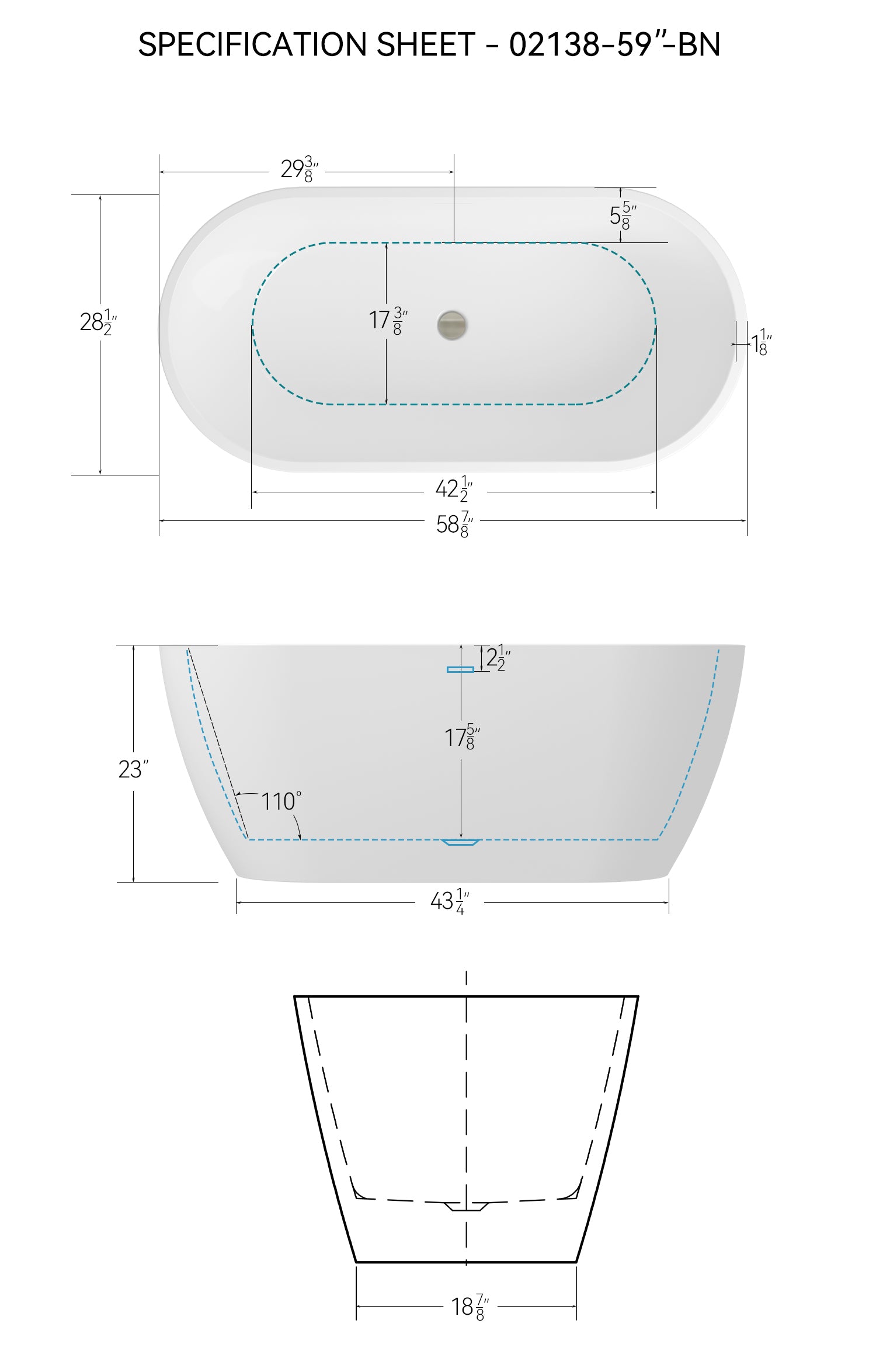 59'' Glossy Acrylic Freestanding Soaking Bathtub With Integrated Slotted Overflow And Brushed Nickel Toe Tap Drain, Cupc Certified, 02138 Bn Glossy White Oval Bathroom Freestanding Tubs Polished 59 61 In Contemporary Soaking Center Acrylic Acrylic