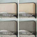 Modern Metal Bed Frame With Curved Upholstered Headboard And Footboard Bed With Under Bed Storage, Heavy Duty Metal Slats, Full Size, Beige Full Beige Metal Modern Metal