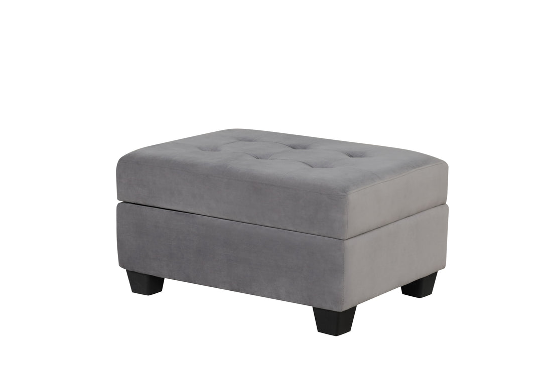 Omega Velvet Upholstery Contemporary Ottoman With Storage Made With Wood Gray Wood Primary Living Space Solid Grey Tufted Gray Velvet Velvet Medium Soft Contemporary Rectangle Internal Storage Wood Velvet