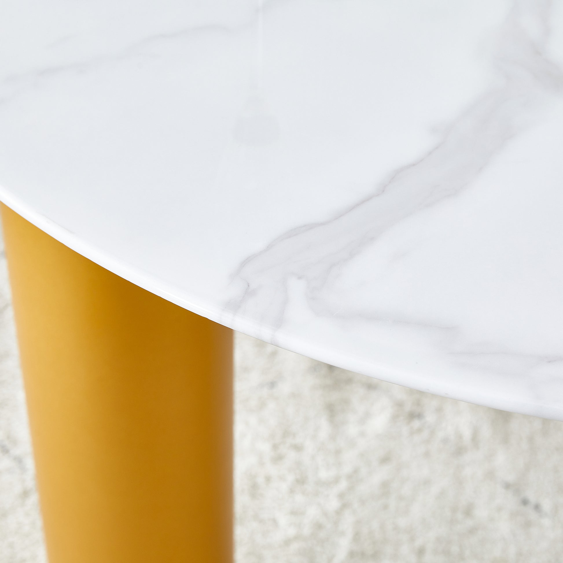 Round White Dining Table, Artificial Marble Glass Stickers, Golden Mdf Legs, Kitchen Dining Table, Living Room Dining Table 40 "* 40" * 29.4 "F X03 White Mdf