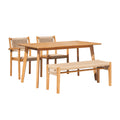 Mauricio 4 Piece Acacia Wood Dining Set With Stacking Chair Natural & Light Brown Acacia Wood