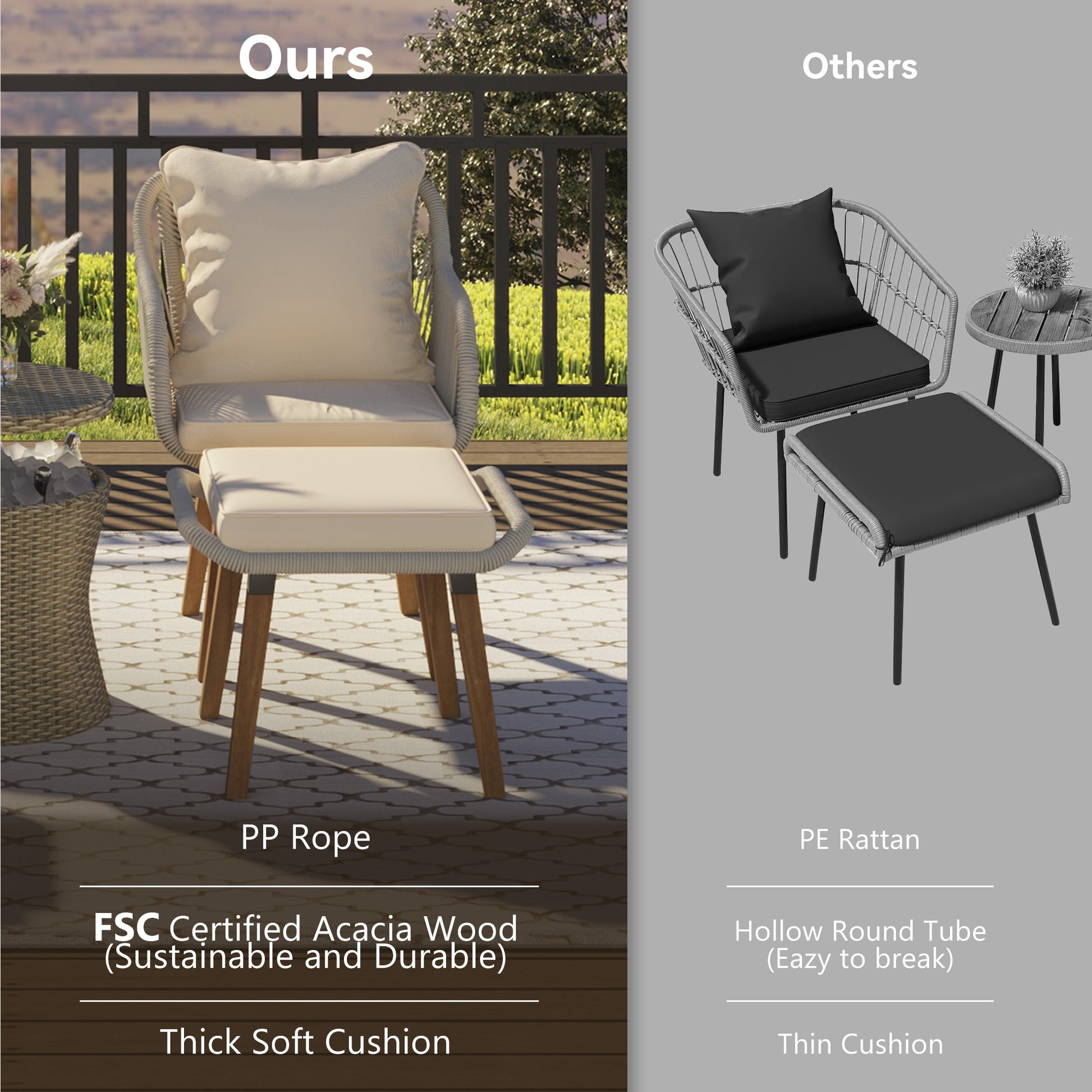 K&K 5 Pieces Patio Furniture Chair Sets, Patio Conversation Set With Wicker Cool Bar Table, Ottomans,Outdoor Furniture Bistro Sets For Porch,Backyard,Balcony,Poolside Brown Yes Complete Patio Set Brown Weather Resistant Frame Fade Resistant Cushion