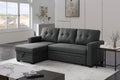 Upholstered Pull Out Sectional Sofa With Chaise Dark Gray Foam Linen