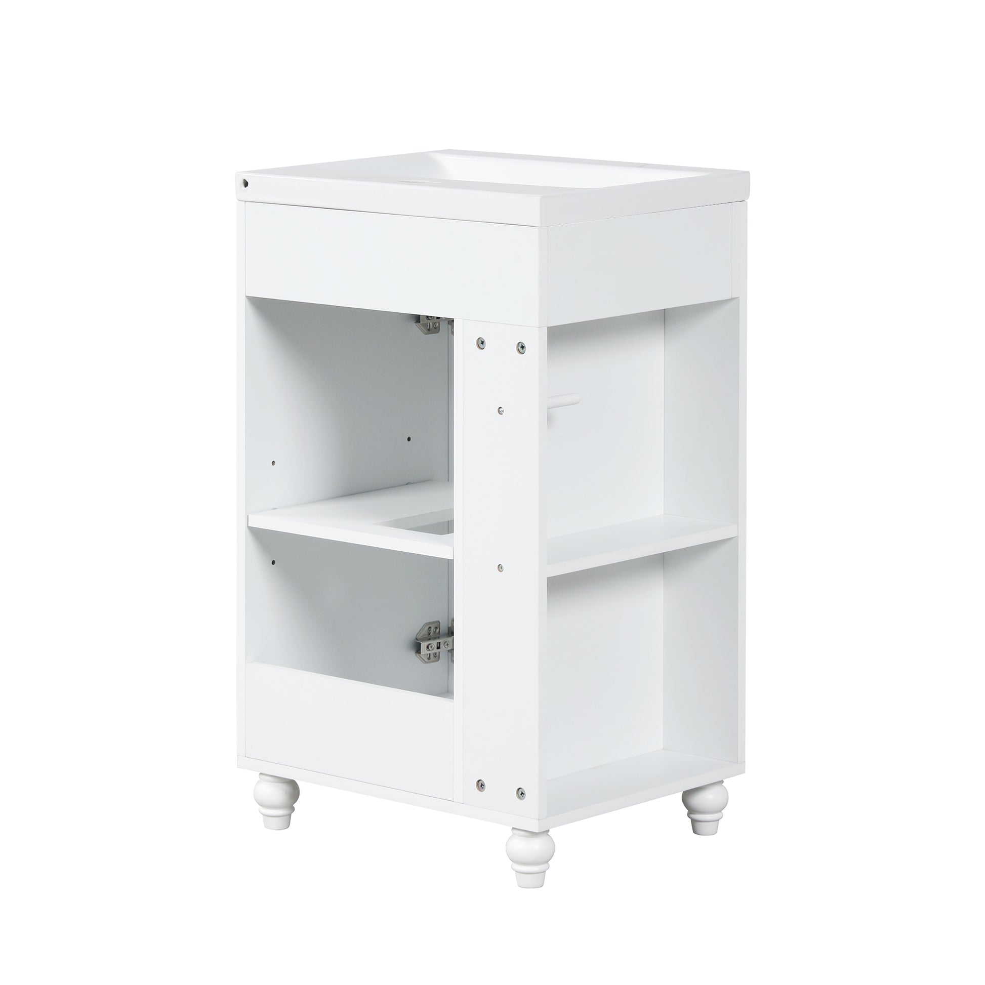 20" Bathroom Vanity With Sink, Bathroom Vanity Cabinet With Two Tier Shelf, Adjustable Shelf, Solid Wood And Mdf, White White Mdf