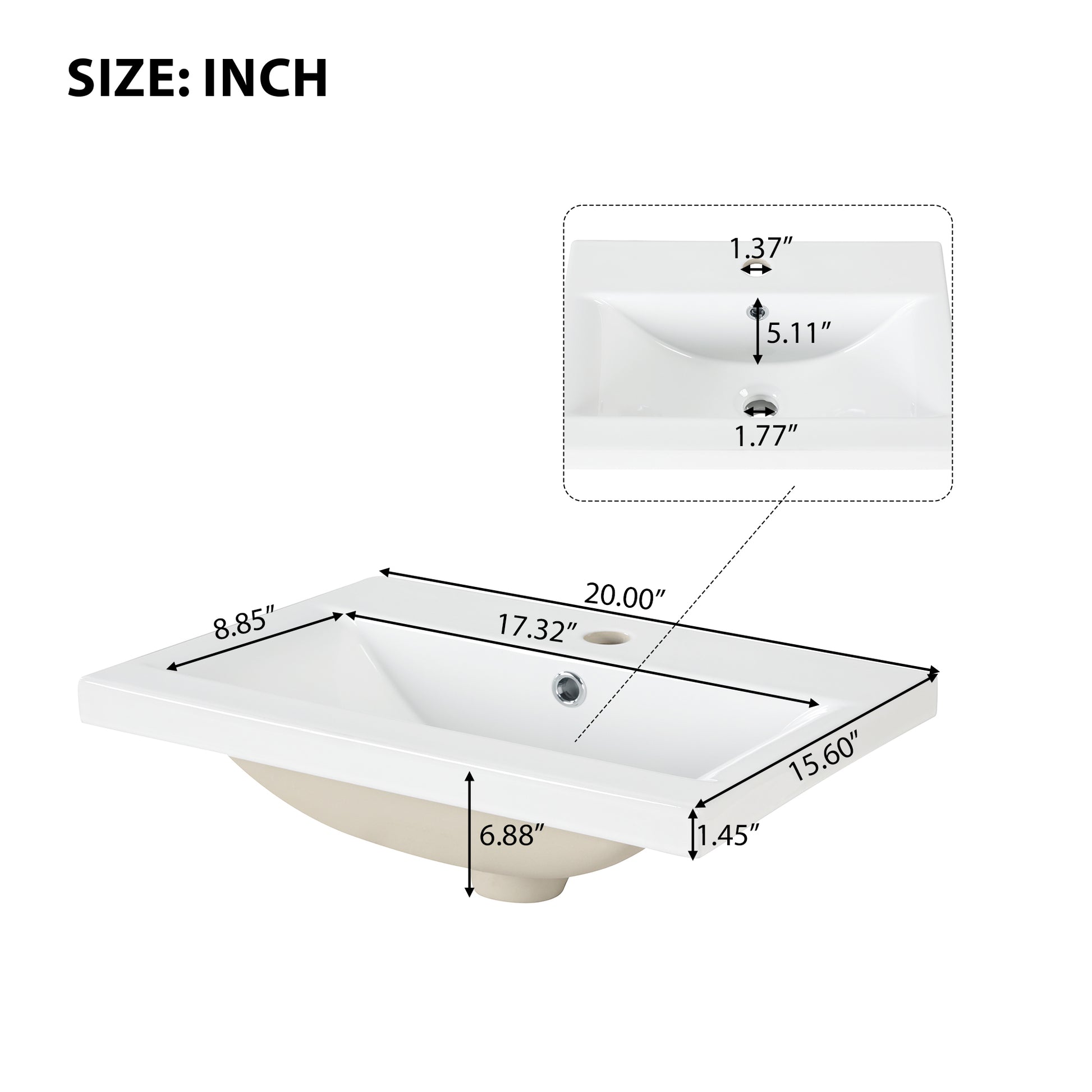 20" Bathroom Vanity With Sink, Bathroom Vanity Cabinet With Two Tier Shelf, Adjustable Shelf, Solid Wood And Mdf, White White Mdf