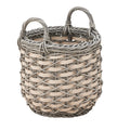 Zita Round Resin Woven Wicker Multi Use Storage Basket With Handles 18