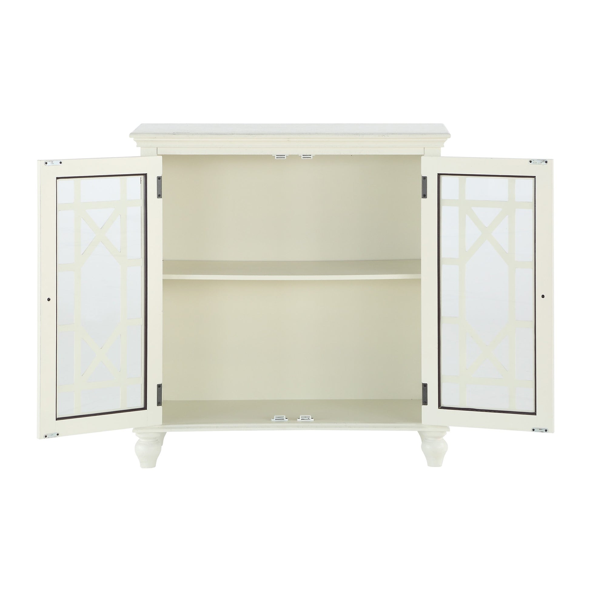 Antique White Accent Chest 1Pc Classic Storage Cabinet Shelves Glass Inlay Doors Wooden Traditional Design Furniture Accent Chests 1 2 Shelves Antique Antique White Primary Living Space Modern,Traditional Wood