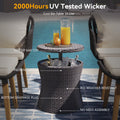 K&K 5 Pieces Patio Furniture Chair Sets, Patio Conversation Set With Wicker Cool Bar Table, Ottomans,Outdoor Furniture Bistro Sets For Porch,Backyard,Balcony,Poolside Black&Beige Yes Complete Patio Set Beige Black Weather Resistant Frame Fade Resistant
