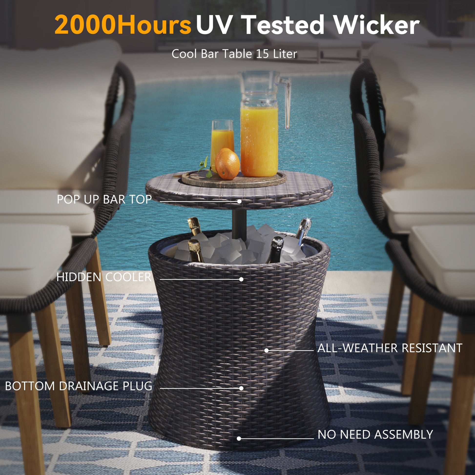 K&K 5 Pieces Patio Furniture Chair Sets, Patio Conversation Set With Wicker Cool Bar Table, Ottomans,Outdoor Furniture Bistro Sets For Porch,Backyard,Balcony,Poolside Black&Beige Yes Complete Patio Set Beige Black Weather Resistant Frame Fade Resistant