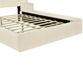 Full Size Upholstered Platform Bed With Lateral Storage Compartments And Thick Fabric, Velvet, Beige Beige Velvet