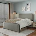Modern Metal Bed Frame With Curved Upholstered Headboard And Footboard Bed With Under Bed Storage, Heavy Duty Metal Slats, King Size, Grey Grey Metal Modern Metal