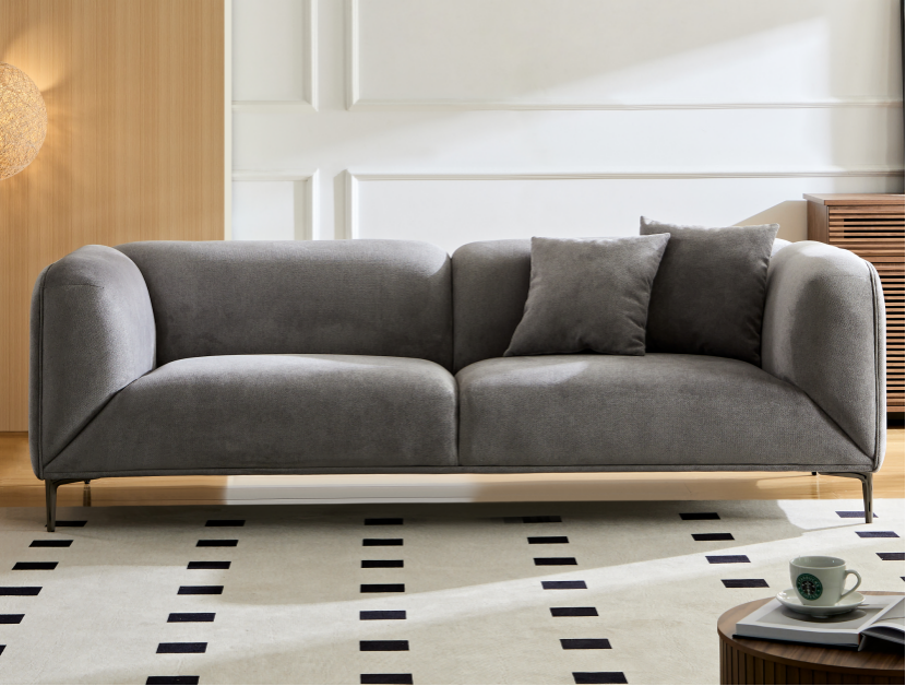 Wks2G Light Gray Sofa Can Be Placed In The Studio, Living Room, Attic Multiple Scenes, Modern Style Simple Fashion, Size 89.37* 35.43* High 28.74 Inches Gray Fabric 3 Seat