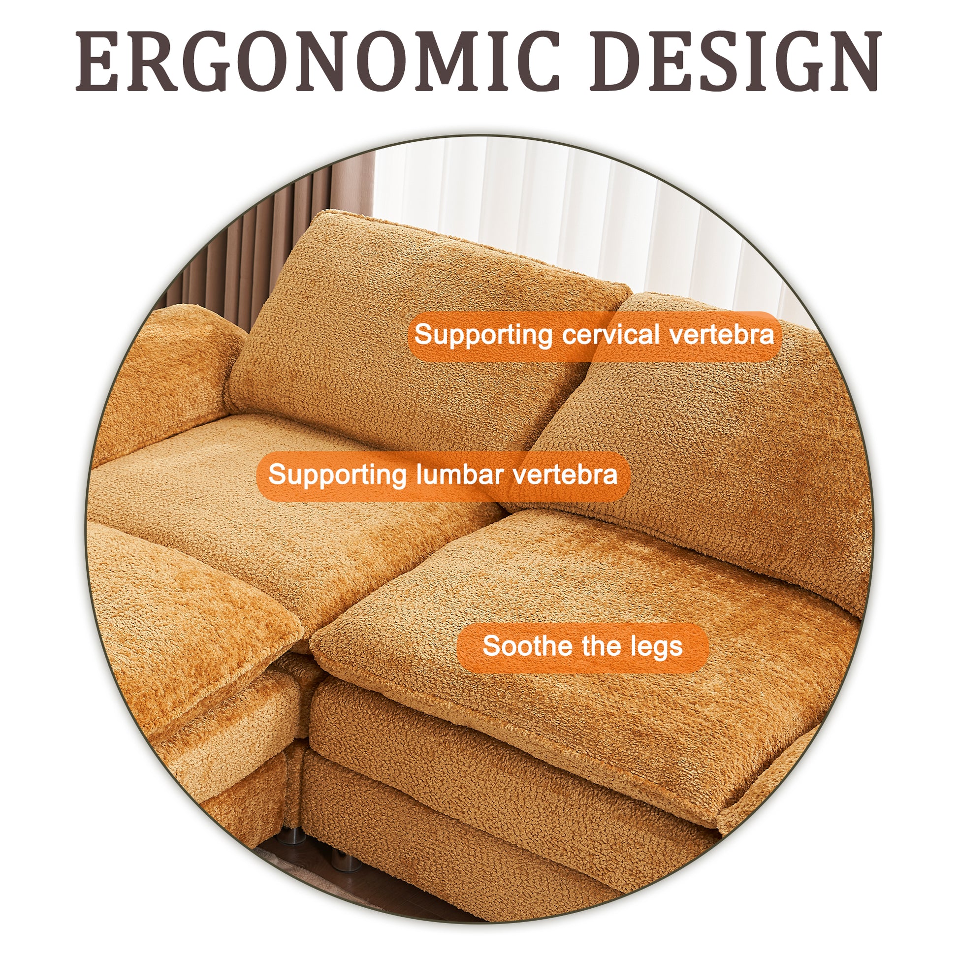 Modern Deep 3 Seat Sofa Couch With Ottoman, Polyester Sofa Sleeper Comfy Upholstered Furniture For Living Room, Apartment, Studio, Office,Yellow Yellow Polyester 3 Seat