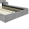 Queen Size Upholstered Platform Bed With Lateral Storage Compartments And Thick Fabric, Velvet, Gray Gray Velvet