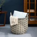 Zita Round Resin Woven Wicker Multi Use Storage Basket With Handles 18