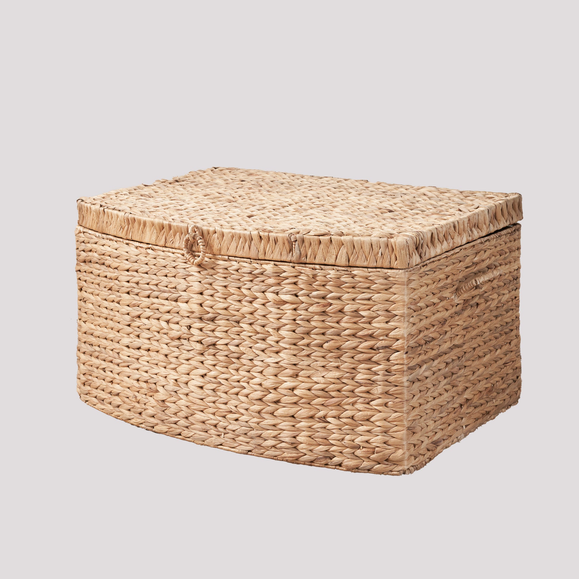 Rectangular Curve Water Hyacinth Woven Wicker Trunk With Handles 26" X 19" X 14" Natural Brown For Clothes, Toys, Magazines And Book Storage Natural & Light Brown Wicker Water Hyacinth