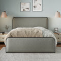 Modern Metal Bed Frame With Curved Upholstered Headboard And Footboard Bed With Under Bed Storage, Heavy Duty Metal Slats, King Size, Grey Grey Metal Modern Metal