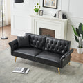 67.71 Inch Faux Leather Sofa Bed With Adjustment Armres Black Light Brown Faux Leather Wood Primary Living Space Medium Soft Loose Back Contemporary Eucalyptus Square Arms Foam Pvc 2 Seat
