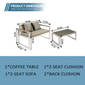 Full Aluminum Woven Rattan Double Sofa Coffee Table Yes Complete Patio Set Khaki Mildew Resistant Frame Fade Resistant Cushion Garden & Outdoor Modern Complete Patio Sets Aluminum Aluminum