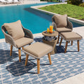 K&K 5 Pieces Patio Furniture Chair Sets, Patio Conversation Set With Wicker Cool Bar Table, Ottomans,Outdoor Furniture Bistro Sets For Porch,Backyard,Balcony,Poolside Brown Yes Complete Patio Set Brown Weather Resistant Frame Fade Resistant Cushion