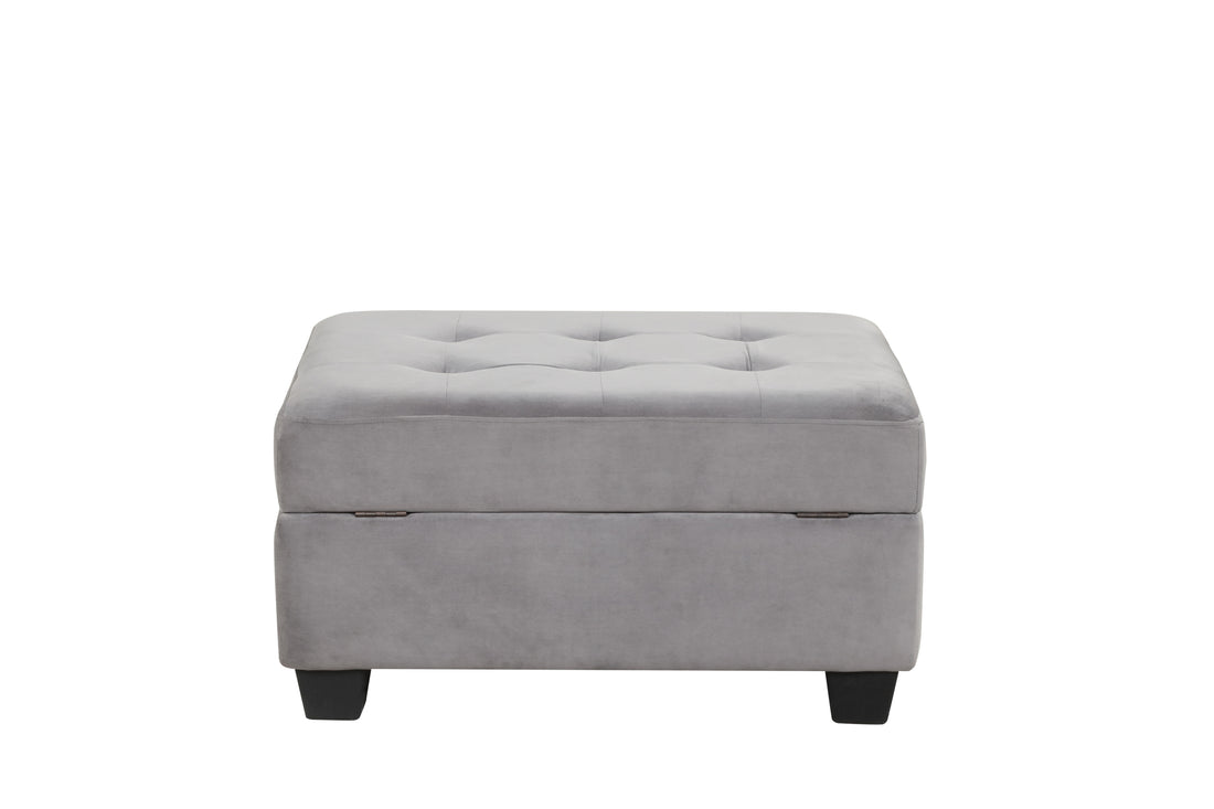 Omega Velvet Upholstery Contemporary Ottoman With Storage Made With Wood Gray Wood Primary Living Space Solid Grey Tufted Gray Velvet Velvet Medium Soft Contemporary Rectangle Internal Storage Wood Velvet