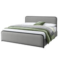 Modern Metal Bed Frame With Curved Upholstered Headboard And Footboard Bed With 4 Storage Drawers, Heavy Duty Metal Slats, King Size, Grey Grey Metal Modern Metal