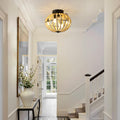 Beaded Fan Lamp Wood Beaded Chandelier Oak White White Modern Iron