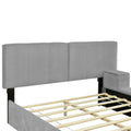 Queen Size Upholstered Platform Bed With Lateral Storage Compartments And Thick Fabric, Velvet, Gray Gray Velvet