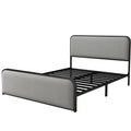 Modern Metal Bed Frame With Curved Upholstered Headboard And Footboard Bed With Under Bed Storage, Heavy Duty Metal Slats, Queen Size, Grey Grey Metal Modern Metal